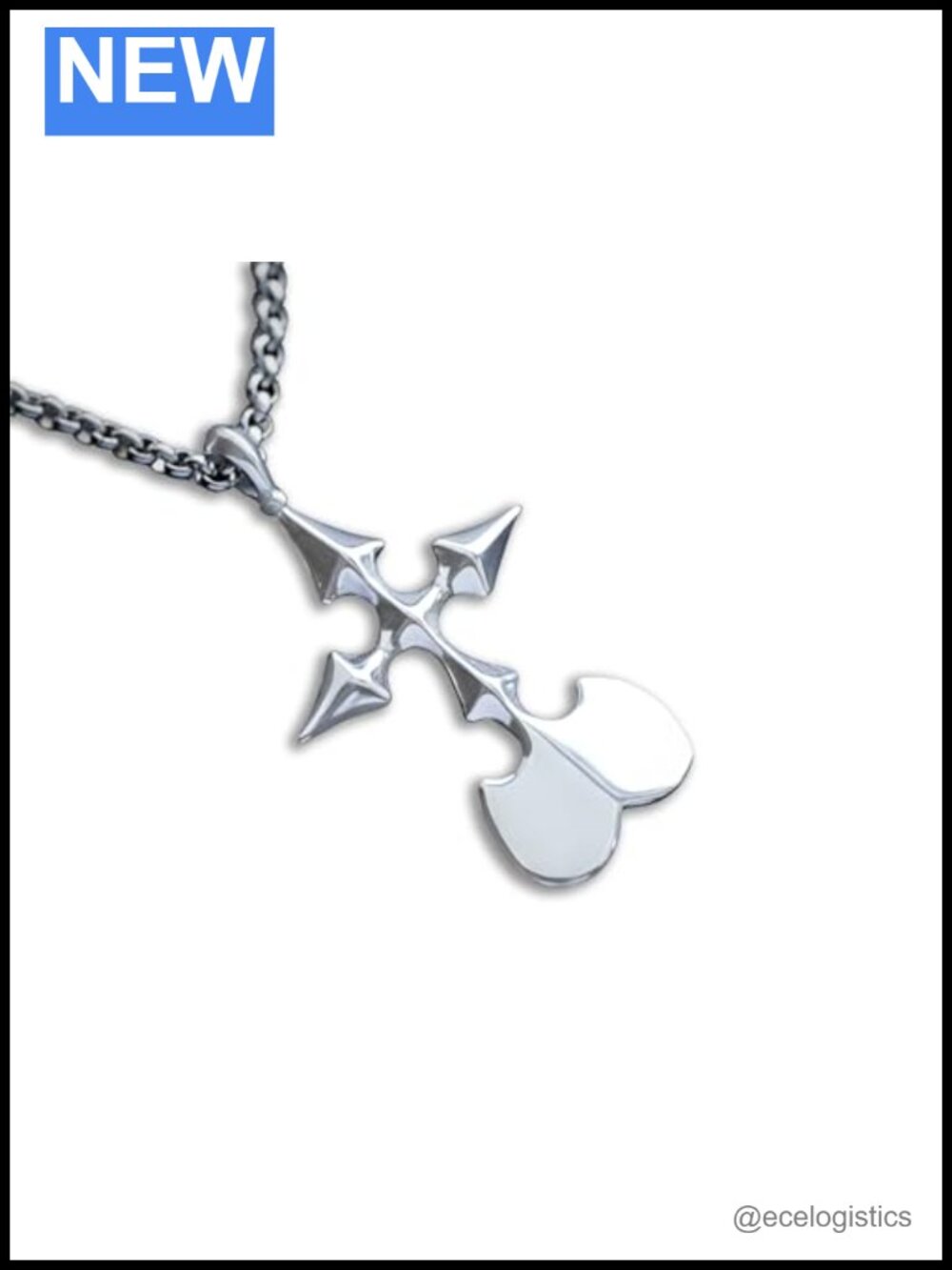 Baldur Jewelry Kingdom Hearts Roxas Cross Necklace Stainless Steel
